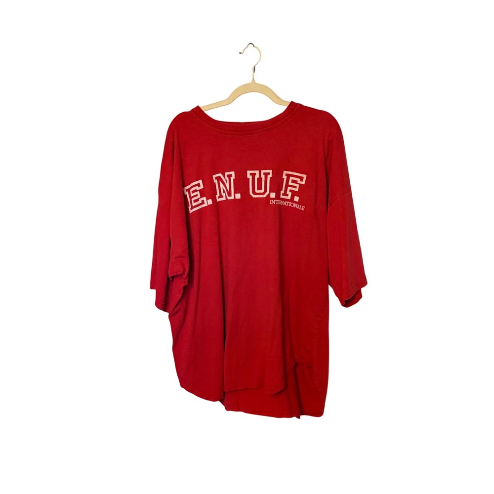 Vintage ENUF Internationale Red Graphic T Shirt Mens Large 90s Streetwear USA